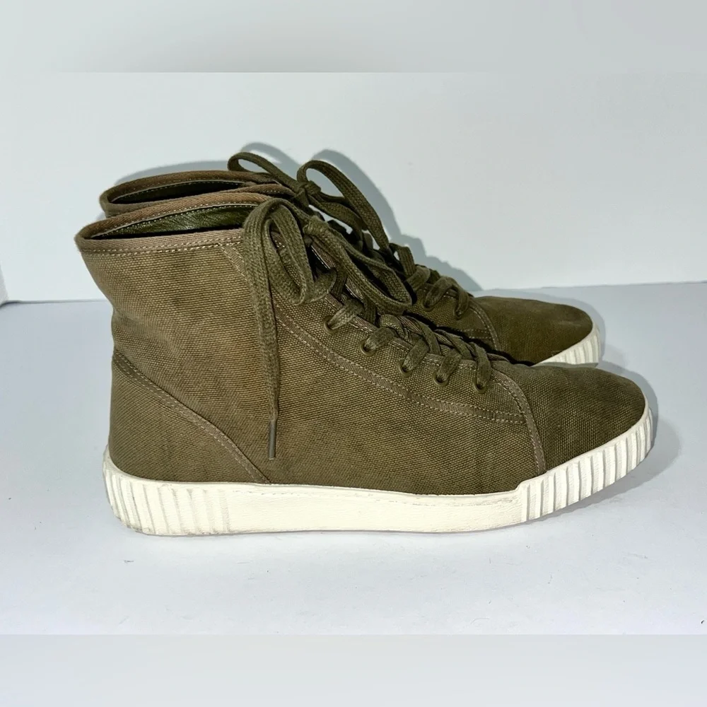 Vince Wolfe‎ Linen High-Top Sneakers Olive Sz 65